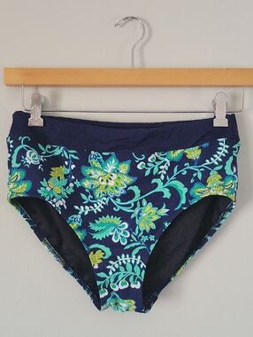 Lands' End Navy Floral Swim Bottoms